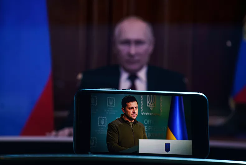 Volodymyr Zelensky et Vladimir Poutine